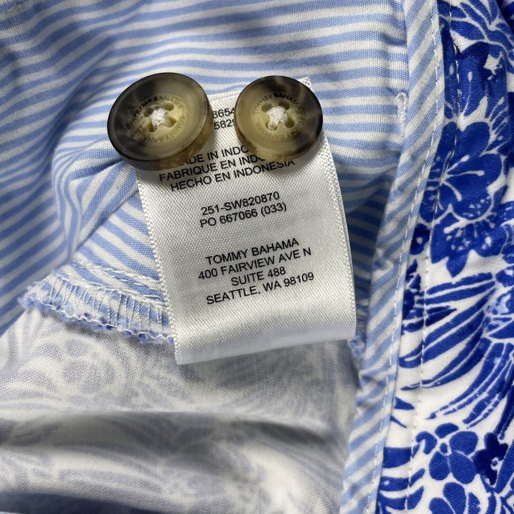 Tommy Bahama Shorts Womens 10 Blue Floral Palm Print Cotton Tencel Tropical 4.5" - Picture 4 of 10